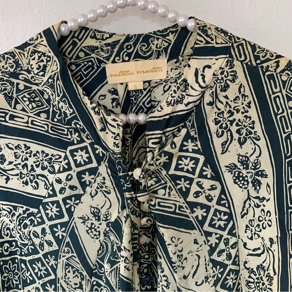 Natalie Martin Green Print Silk Midi Tunic Dress - Picture 4 of 8